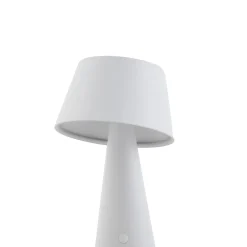 Lindby LED-aurinkopöytälamppu Lirinor, valkoinen, muovi, Ø 13 cm