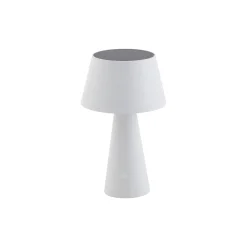 Lindby LED-aurinkopöytälamppu Lirinor, valkoinen, muovi, Ø 13 cm