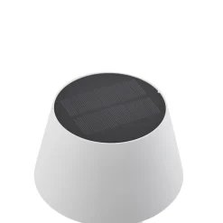 Lindby LED-aurinkopöytälamppu Lirinor, valkoinen, muovi, Ø 13 cm