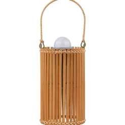 Lindby LED-aurinkopöytävalaisin Amaria, bambu, Ø 12 cm