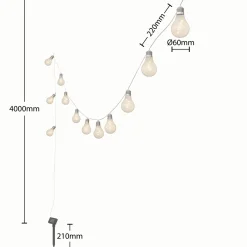 Lindby LED-aurinkovalaisinketju Lampini, 200 cm, musta, IP44