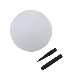 Lindby LED-aurinkovalaisin Lago, Ø 30 cm, maapallo, maapiikki, valkoinen