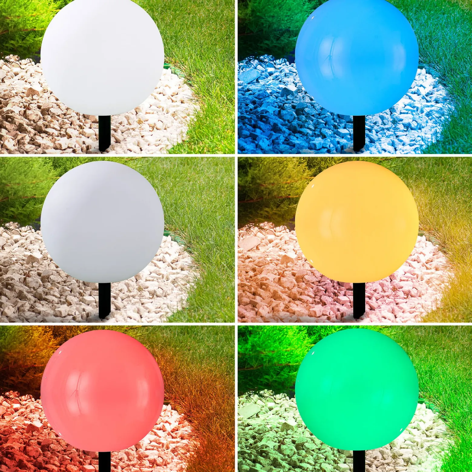 Lindby LED-aurinkovalaisin Lago, Ø 30 cm, maapallo, maapiikki, valkoinen