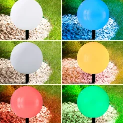 Lindby LED-aurinkovalaisin Lago, Ø 30 cm, maapallo, maapiikki, valkoinen