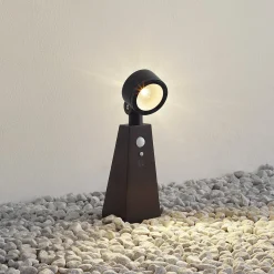 Lindby LED-aurinkovalaisin Raide, sensori, musta, alumiini