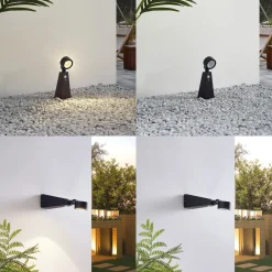 Lindby LED-aurinkovalaisin Raide, sensori, musta, alumiini