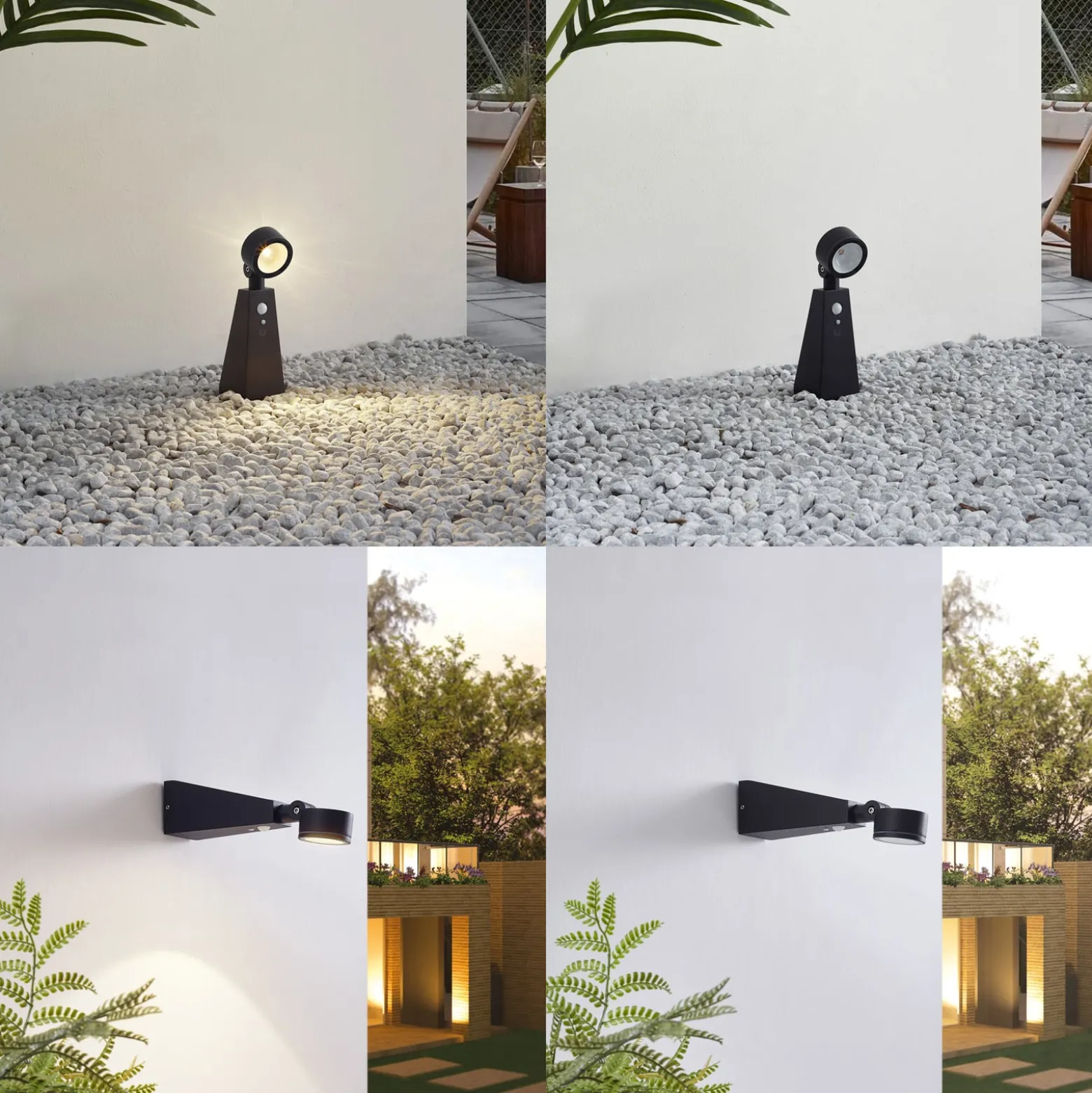 Lindby LED-aurinkovalaisin Raide, sensori, musta, alumiini
