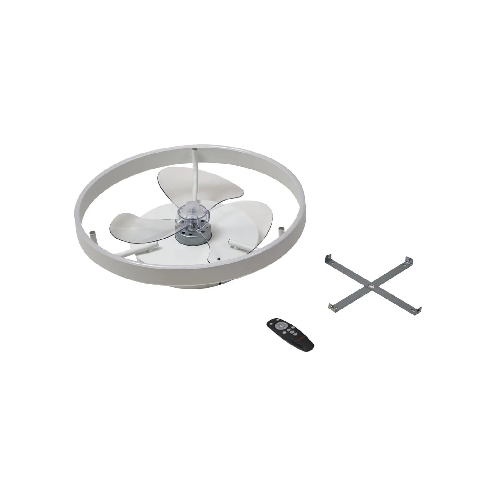 Lindby LED-kattotuuletin Momitu, valkoinen, alumiini, Ø 50 cm