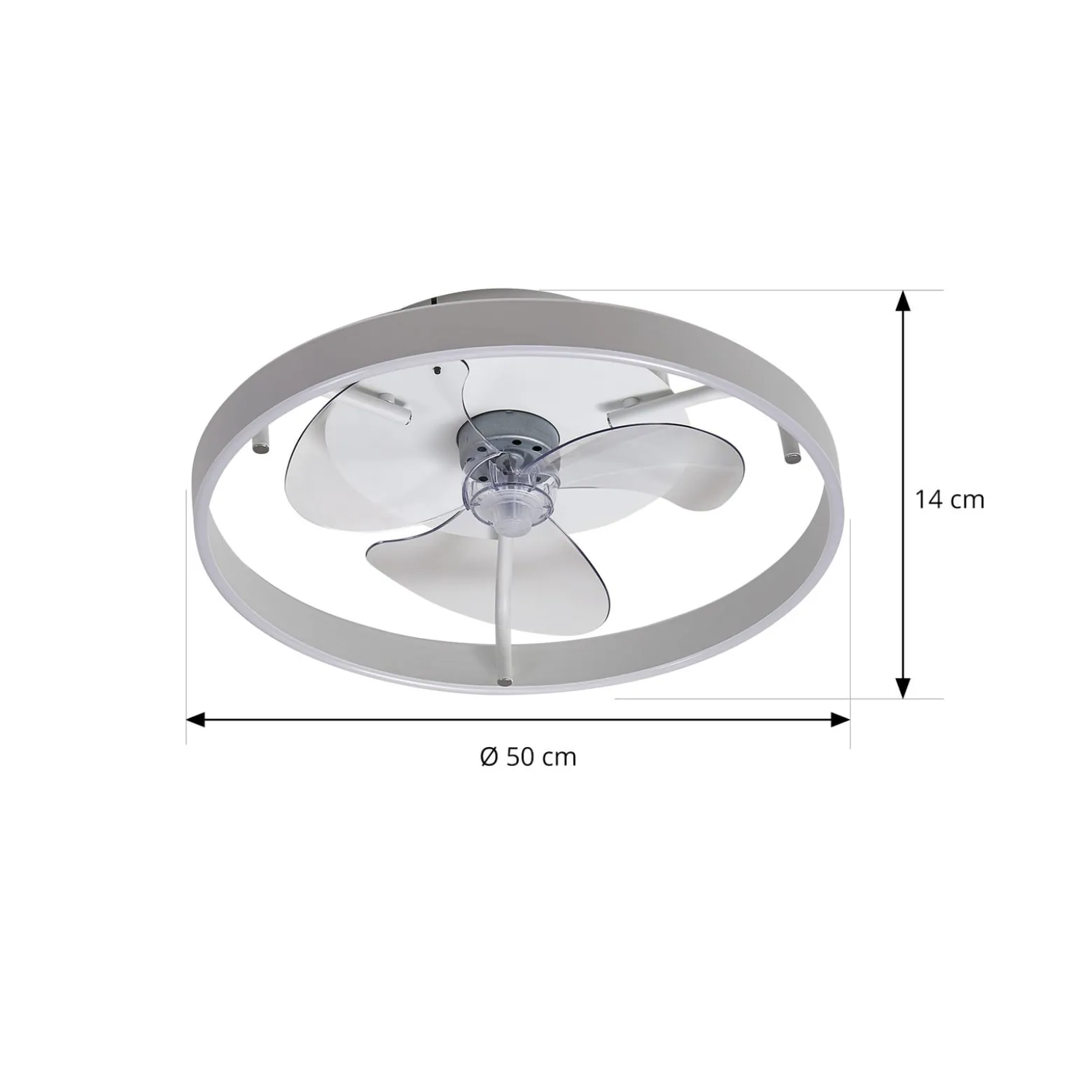 Lindby LED-kattotuuletin Momitu, valkoinen, alumiini, Ø 50 cm