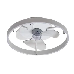 Lindby LED-kattotuuletin Momitu, valkoinen, alumiini, Ø 50 cm