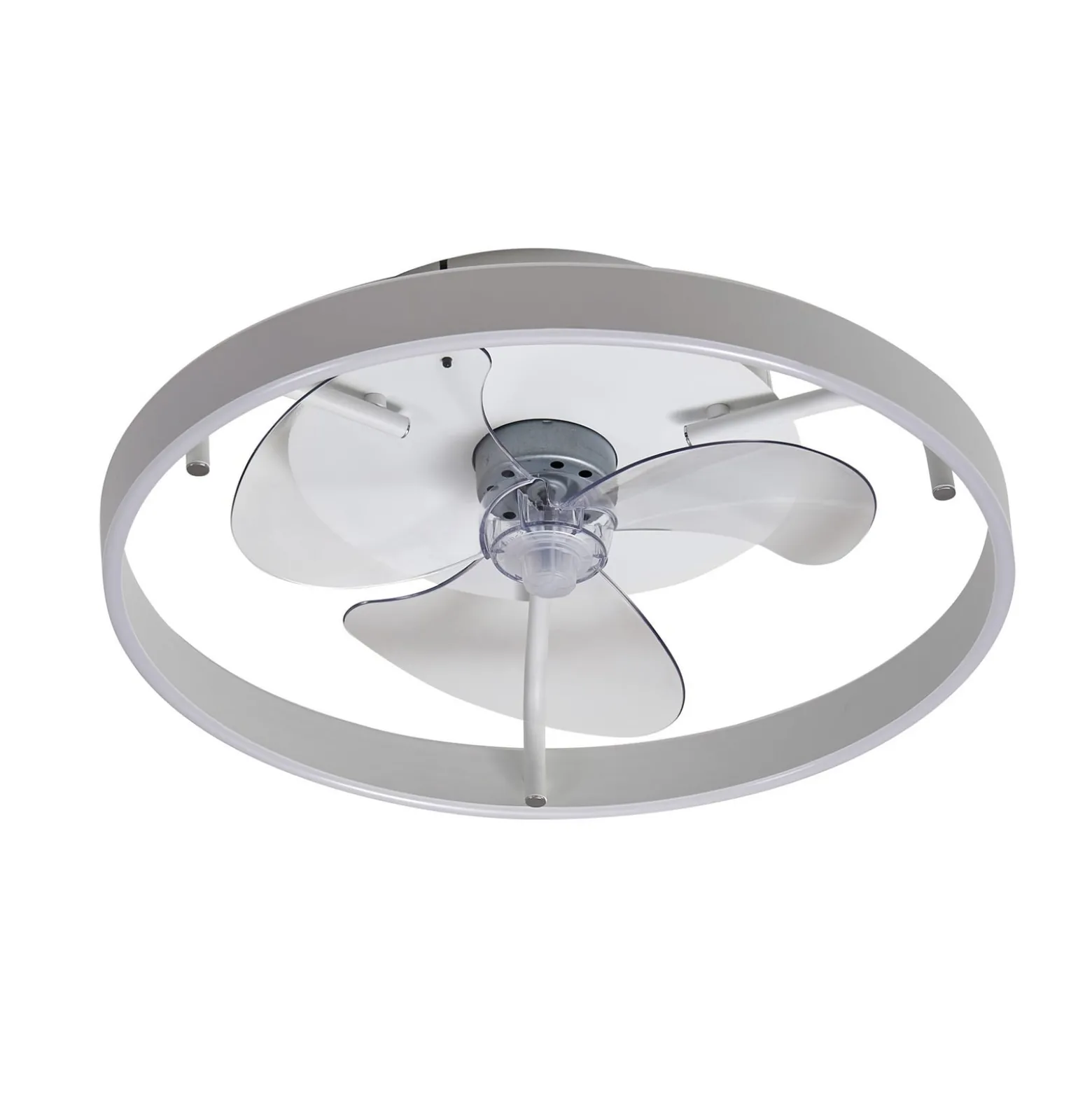 Lindby LED-kattotuuletin Momitu, valkoinen, alumiini, Ø 50 cm