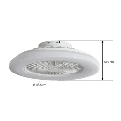 Lindby LED-kattotuuletin Vedin, valkoinen, DC, Ø 49 cm, CCT