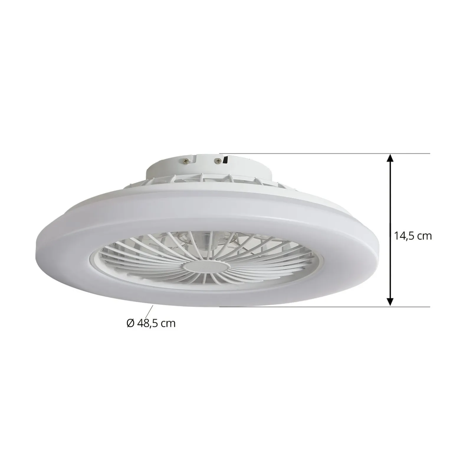 Lindby LED-kattotuuletin Vedin, valkoinen, DC, Ø 49 cm, CCT