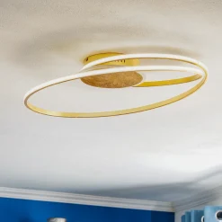 Lindby LED-kattovalaisin Dorle, Ø 60 cm, kulta, alumiini