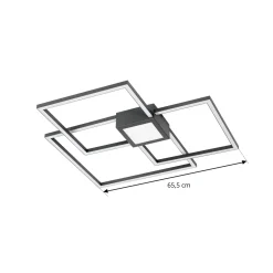 Lindby LED-kattovalaisin Duetto, 65 cm, antrasiitti, 38 W, alumiini