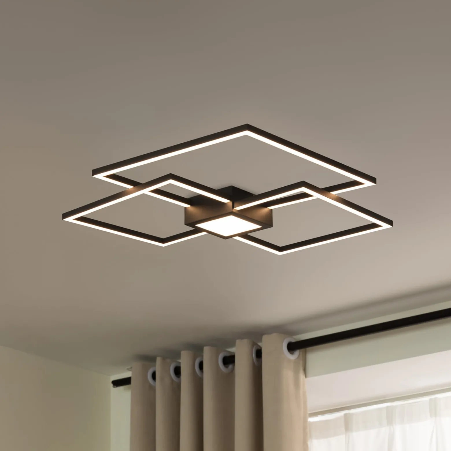Lindby LED-kattovalaisin Duetto, 65 cm, antrasiitti, 38 W, alumiini