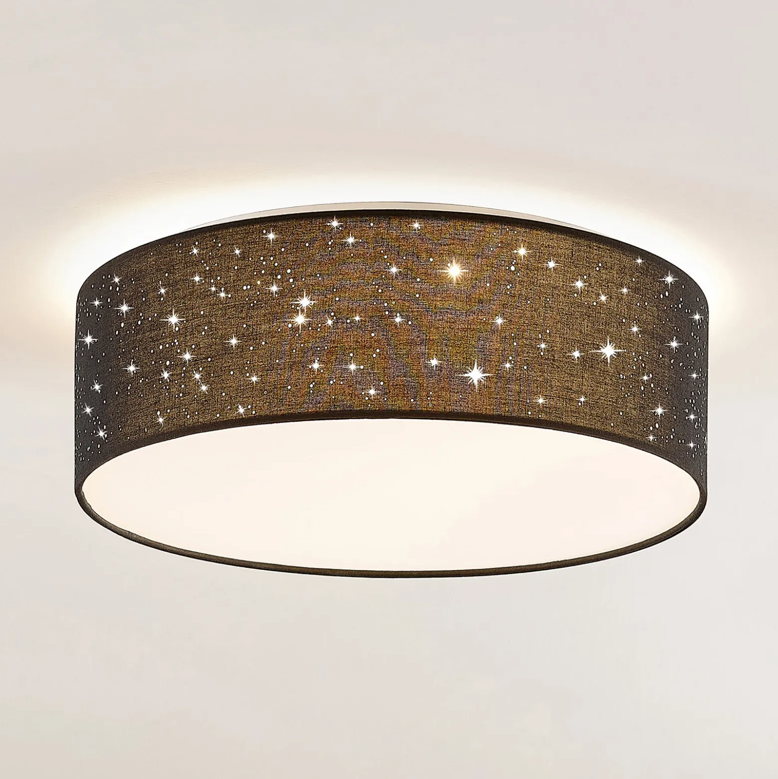 Lindby LED-kattovalaisin Ellamina, 40 cm, musta, tekstiili