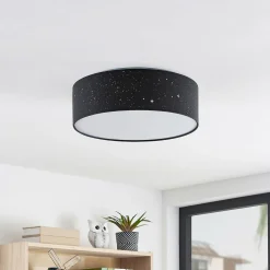 Lindby LED-kattovalaisin Ellamina, 40 cm, musta, tekstiili