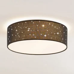 Lindby LED-kattovalaisin Ellamina, 40 cm, musta, tekstiili