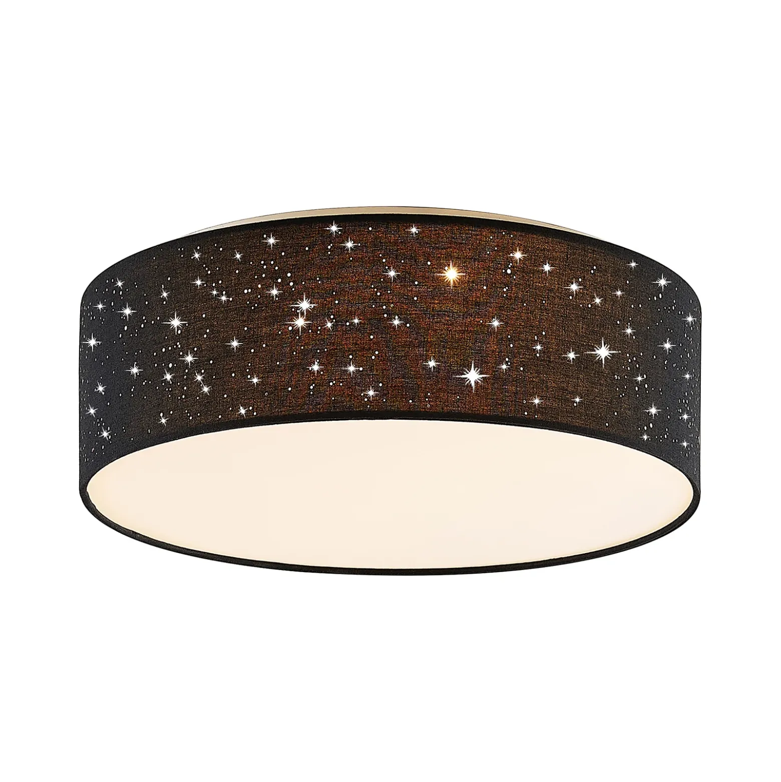 Lindby LED-kattovalaisin Ellamina, 40 cm, musta, tekstiili