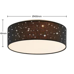 Lindby LED-kattovalaisin Ellamina, 40 cm, musta, tekstiili