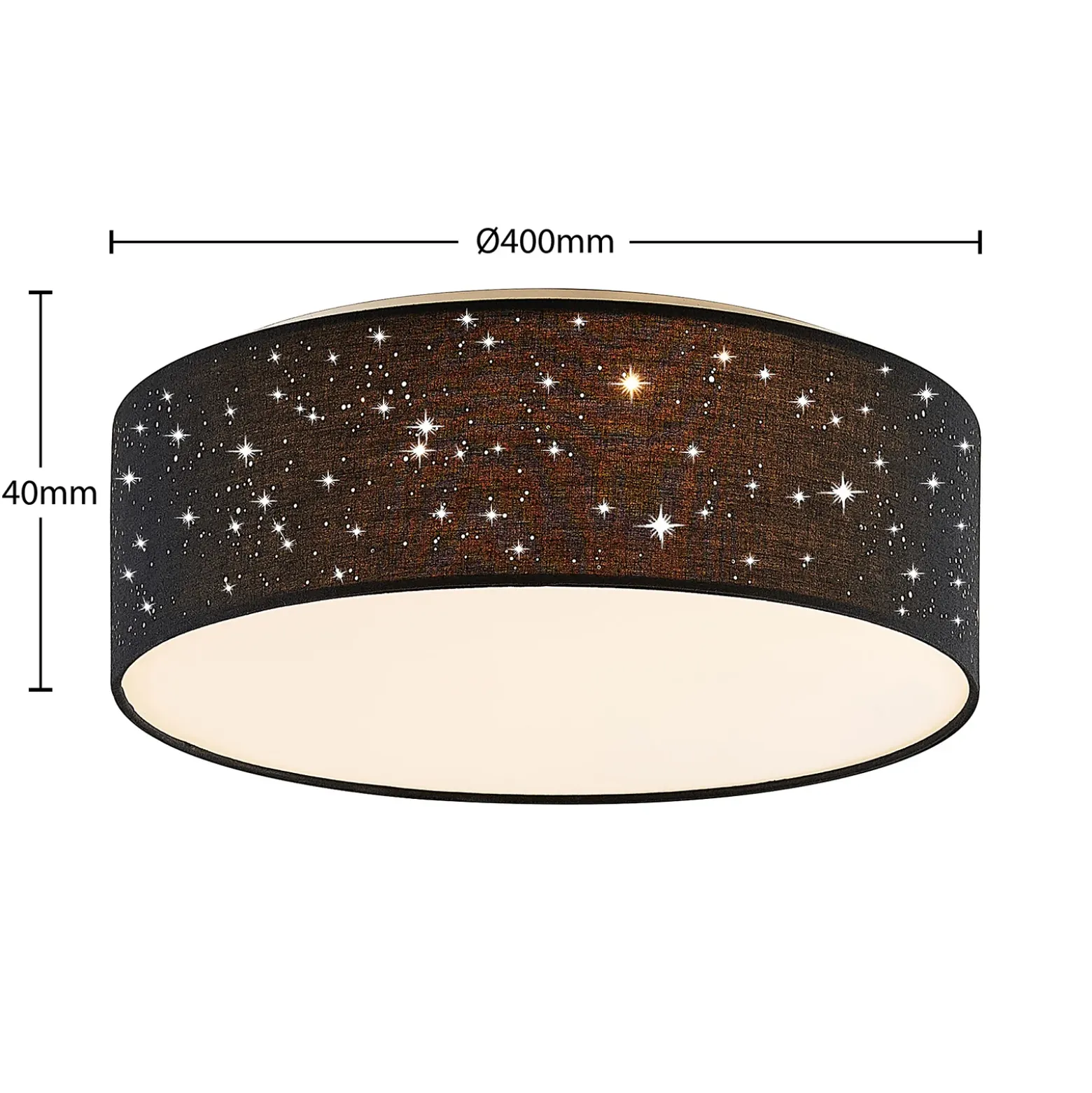 Lindby LED-kattovalaisin Ellamina, 40 cm, musta, tekstiili