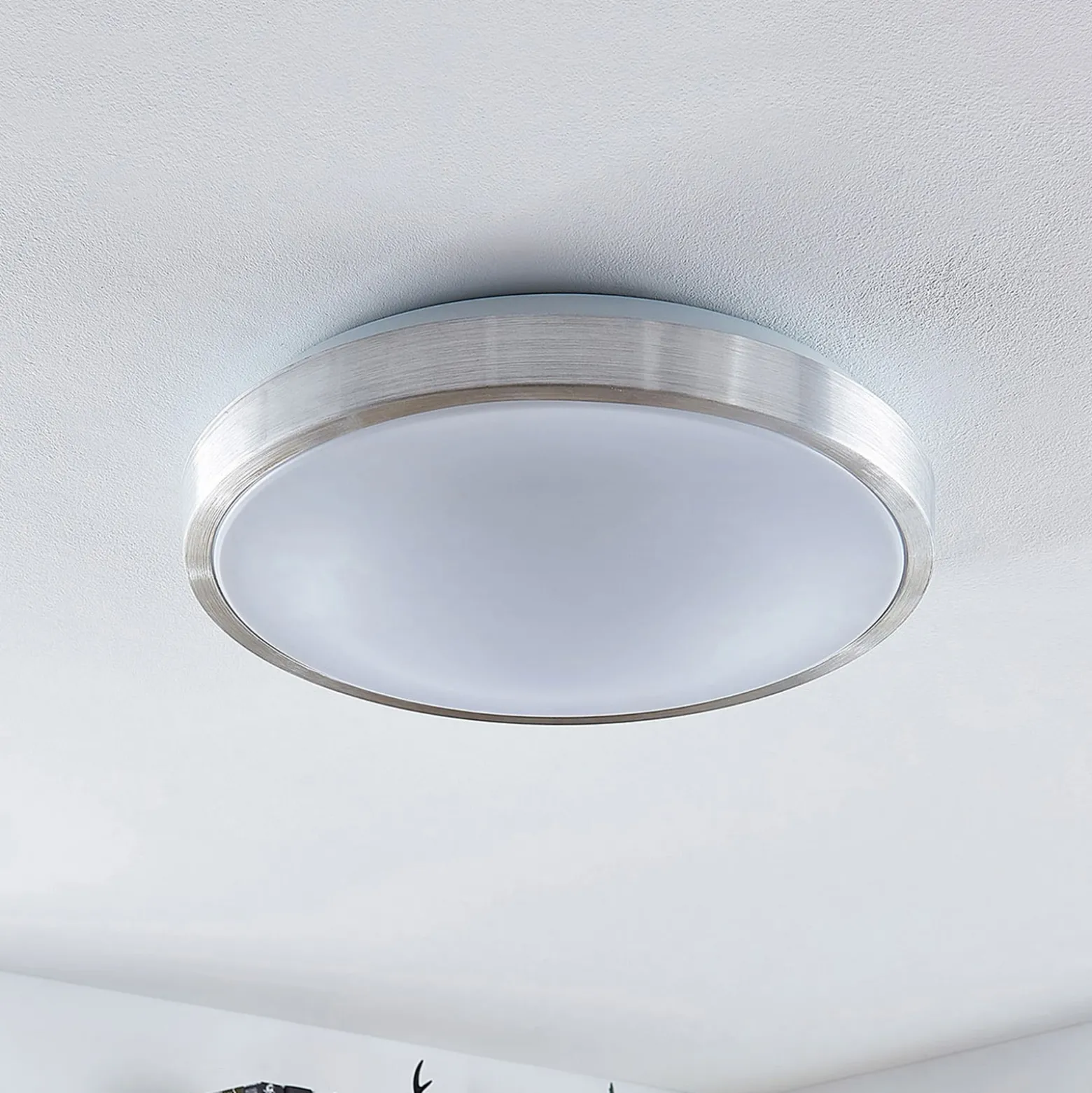 Lindby LED-kattovalaisin Emelie, Ø 42 cm, alumiininvärinen, metallia
