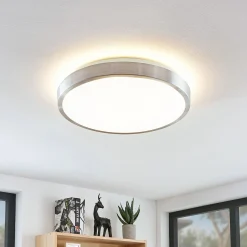 Lindby LED-kattovalaisin Emelie, Ø 42 cm, alumiininvärinen, metallia