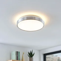 Lindby LED-kattovalaisin Emelie, Ø 27 cm, alumiininvärinen, metallia
