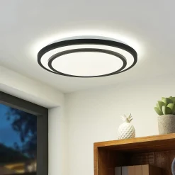 Lindby LED-kattovalaisin Essina, musta, metalli, CCT, himmeä.