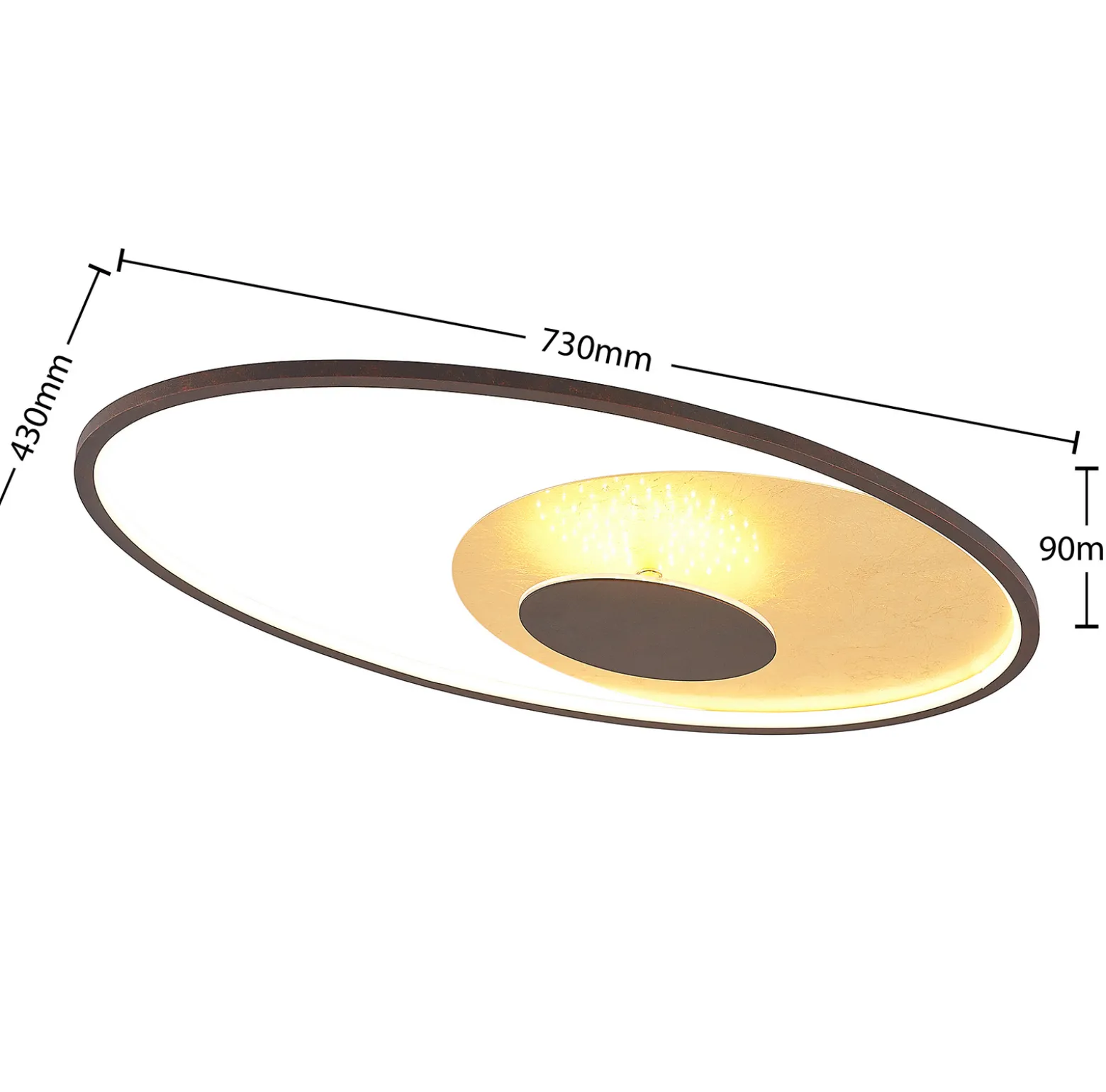Lindby LED-kattovalaisin Feival, 73 cm, ruoste/ kulta, himmennettävä
