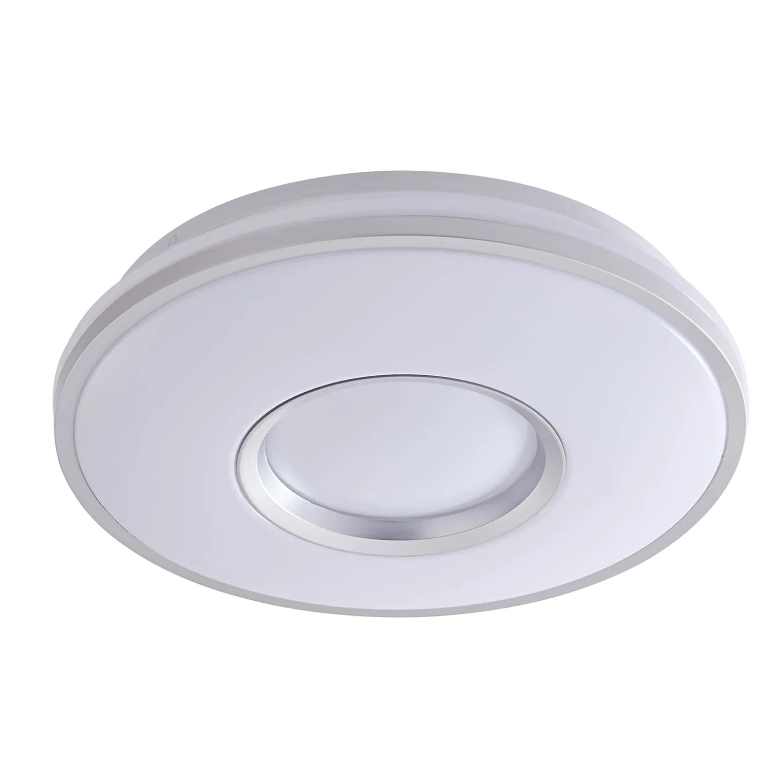 Lindby LED-kattovalaisin Furgo, hopea/valkoinen, muovi, IP44