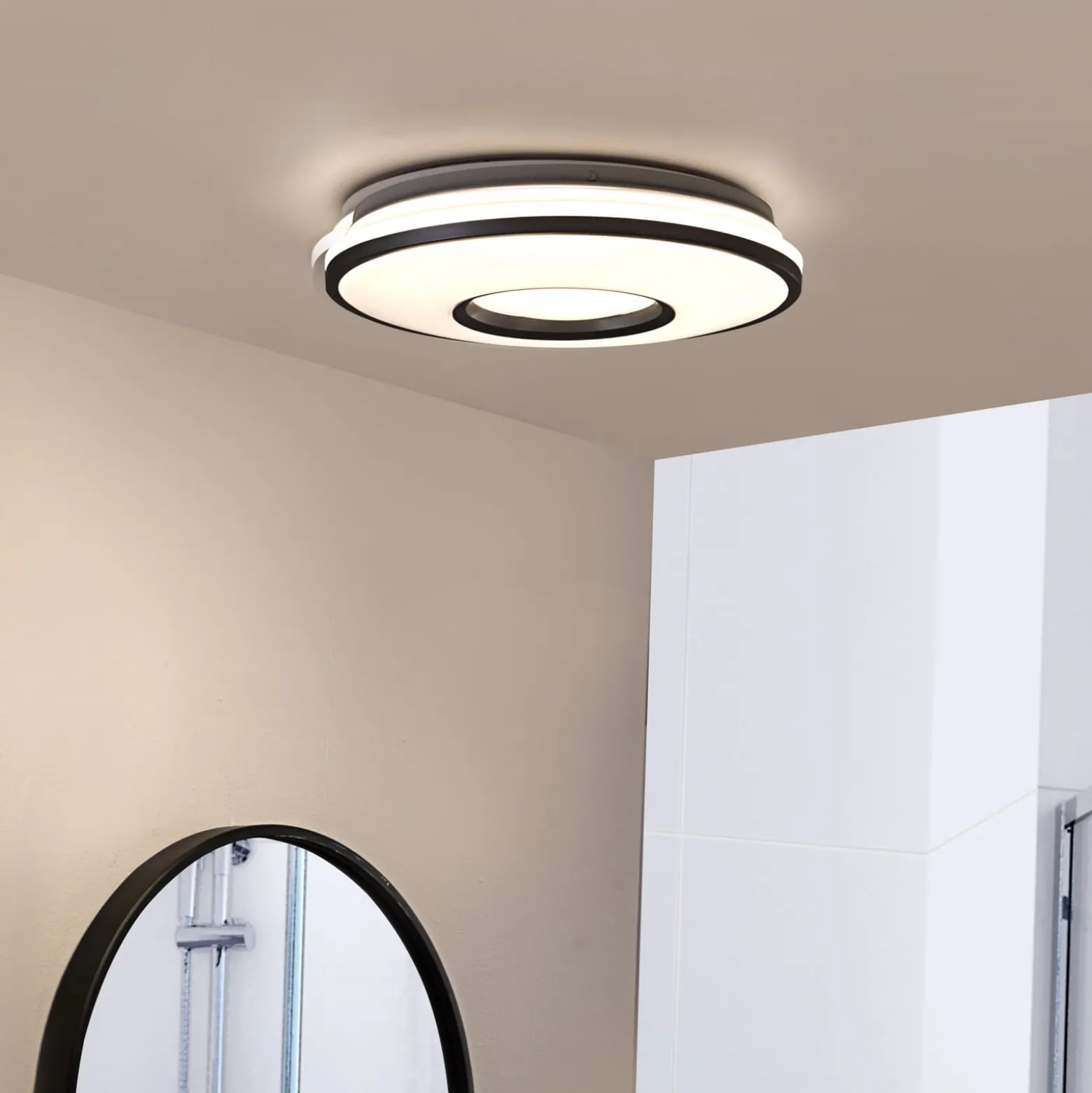 Lindby LED-kattovalaisin Furgo, hopea/valkoinen, muovi, IP44