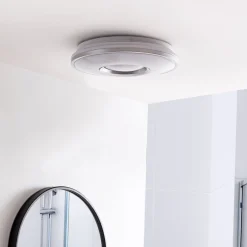 Lindby LED-kattovalaisin Furgo, hopea/valkoinen, muovi, IP44
