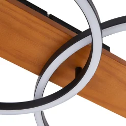 Lindby LED-kattovalaisin Galad, musta, puu, 2-valo, 75 cm