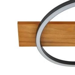 Lindby LED-kattovalaisin Galad, musta, puu, 3-valo, 98 cm