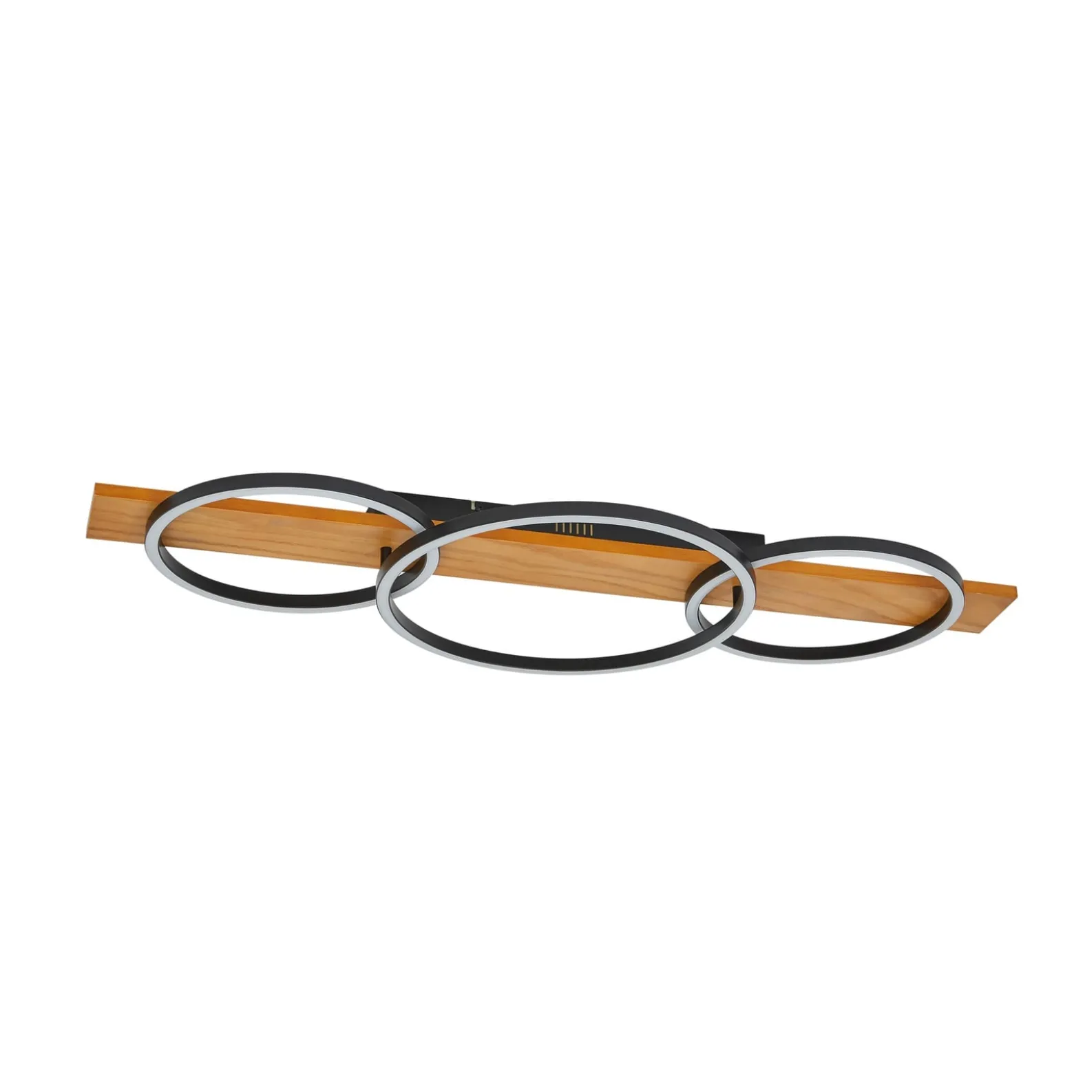 Lindby LED-kattovalaisin Galad, musta, puu, 3-valo, 98 cm