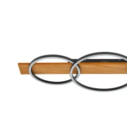 Lindby LED-kattovalaisin Galad, musta, puu, 3-valo, 98 cm
