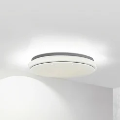 Lindby LED-kattovalaisin Glamo, Ø 39 cm, kromi, valkoinen, IP44