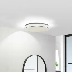 Lindby LED-kattovalaisin Glamo, Ø 39 cm, kromi, valkoinen, IP44