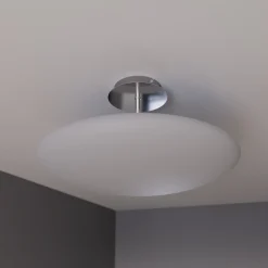 Lindby LED-kattovalaisin Gunda, valkoinen, lasi, Ø 48 cm, himmennettävä