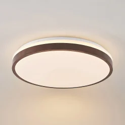 Lindby LED-kattovalaisin Hudsona, halkaisija 49 cm, puu, ruskea