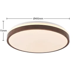 Lindby LED-kattovalaisin Hudsona, halkaisija 49 cm, puu, ruskea