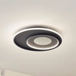 Lindby LED-kattovalaisin Inessa, Ø 51 cm, musta, CCT, himmennettävä