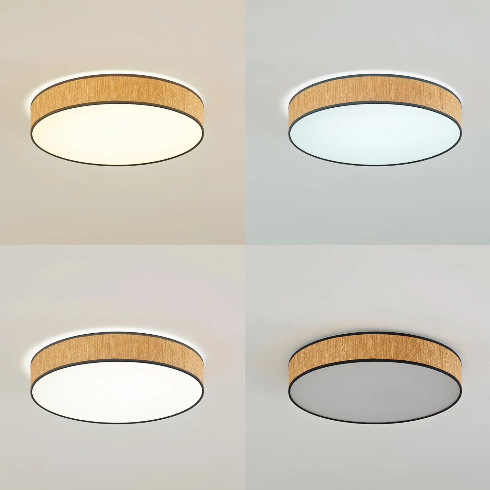 Lindby LED-kattovalaisin Jutis, beige, merilevä, Ø 50 cm