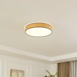 Lindby LED-kattovalaisin Jutis, beige, merilevä, Ø 50 cm