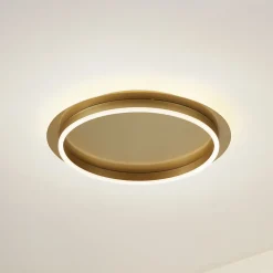 Lindby LED-kattovalaisin Kunis, kulta, muovia, Ø 46cm