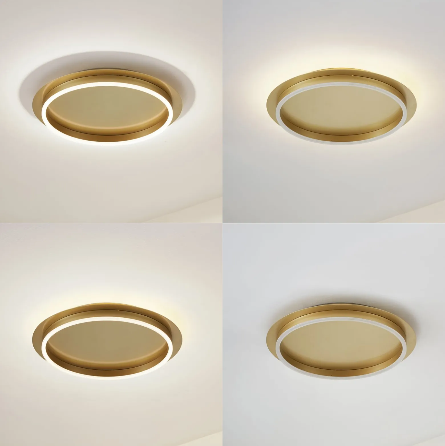 Lindby LED-kattovalaisin Kunis, kulta, muovia, Ø 46cm