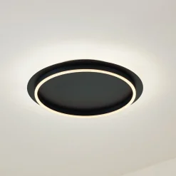 Lindby LED-kattovalaisin Kunis, musta, muovia, Ø 46 cm