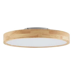 Lindby LED-kattovalaisin Lanira, Ø 50 cm, puu, kaukosäädin, CCT